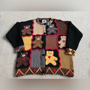 NWT Storybook Knits M Heart Teddy Bear Sweater Cardigan Valentines mothers Day